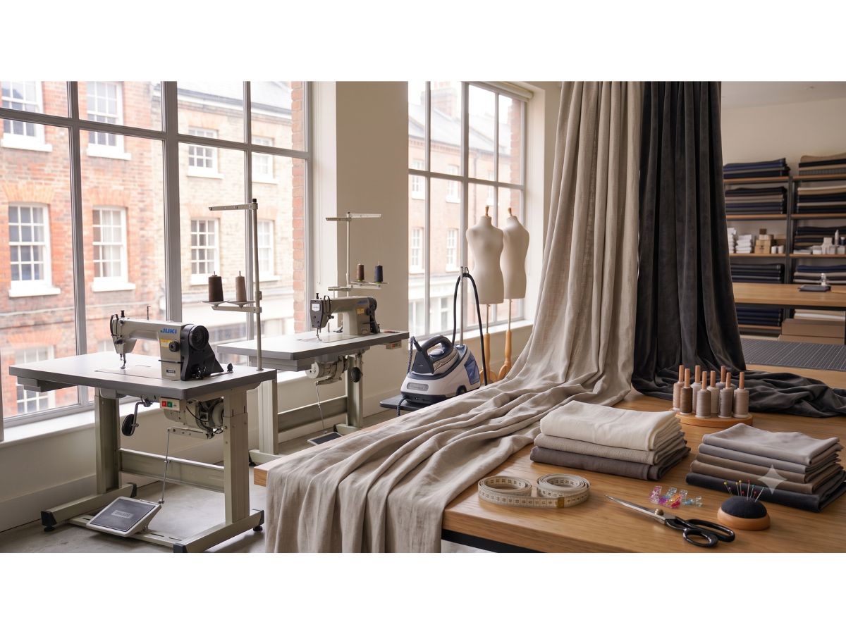 Curtains being shortened at Clothing Alterations Nottingham studio in Hucknall