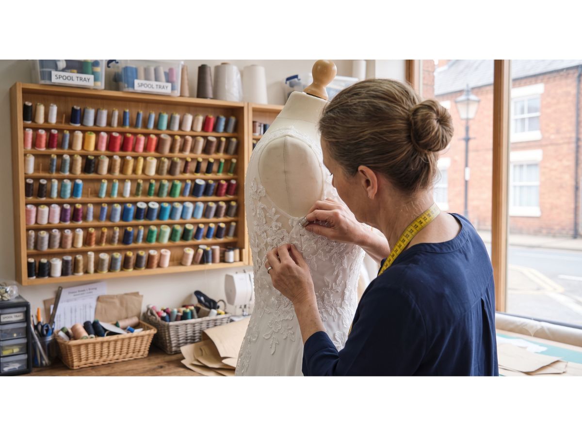 Lynda pinning and fitting wedding dress alterations Nottingham